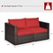Costway 4PCS Patio Rattan Corner Sofa Sectional Furniture SetBlue\Beige\Navy Cushion